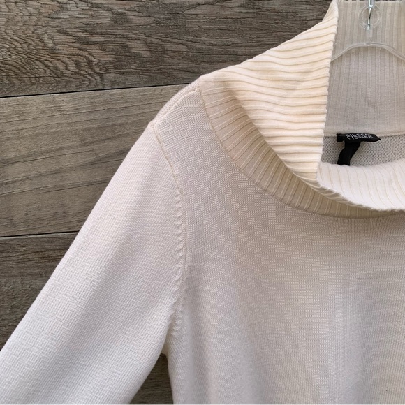 Eileen Fisher Sweater Womens L Merino Wool Tunic Long Sleeve Mock Ivory Cream - Picture 4 of 16